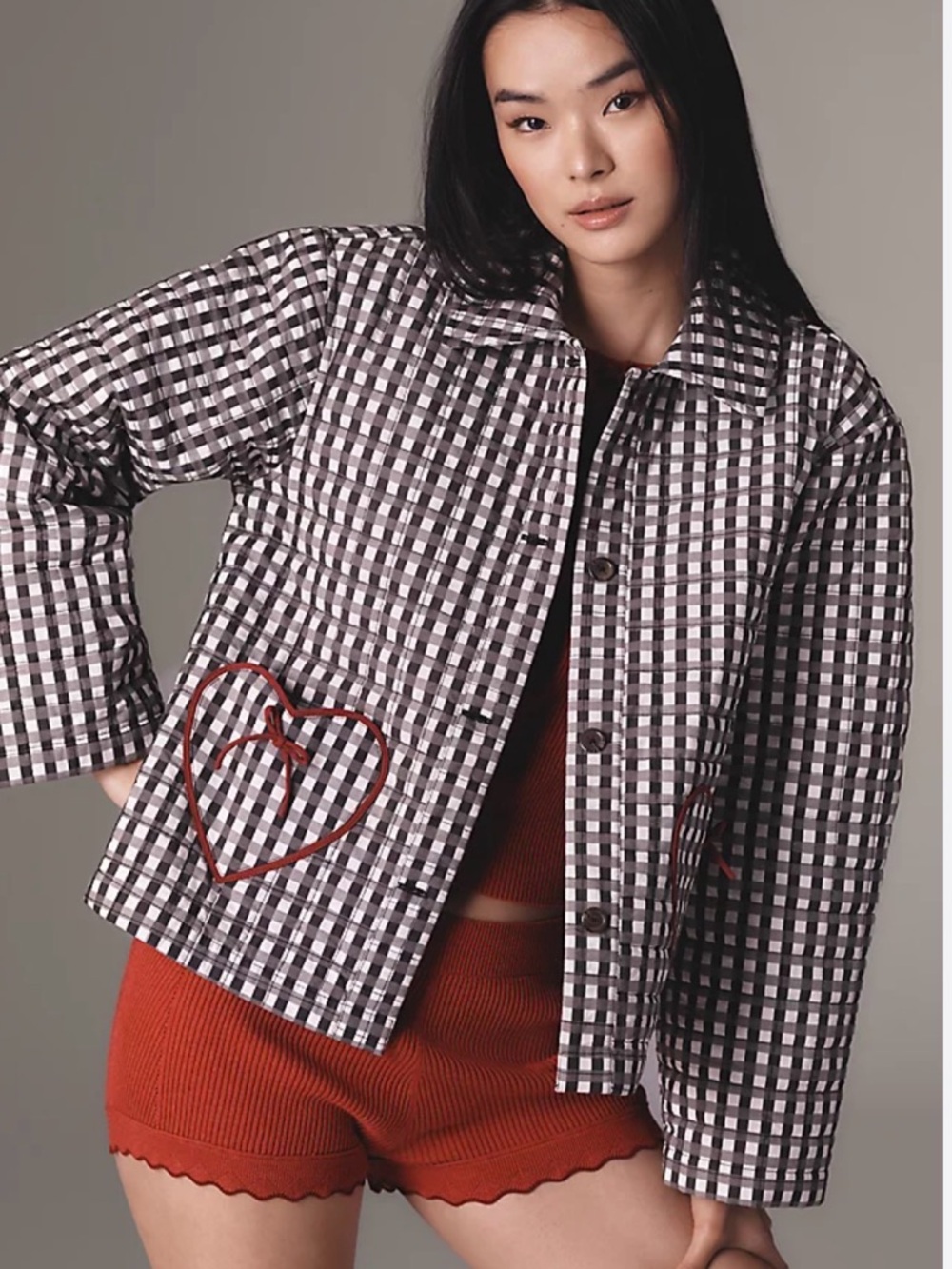 NWT Anthropologie Forever That Girl quilted gingham jacket size Large